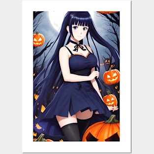 Kawaii Anime Girl With Moonlight Glow Posters and Art